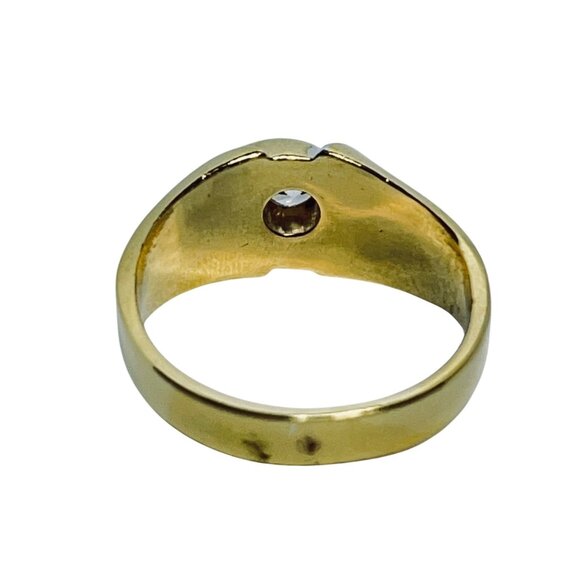 Vintage 14k Yellow Gold Electroplate Men's Clear Rhinestone Ring (R398) - Picture 5 of 5